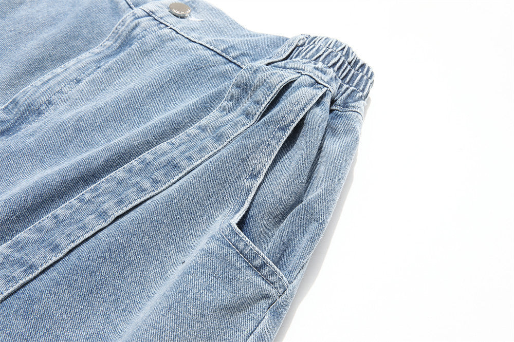 Button-Detail Stretch Denim Shorts - RUN THE STREETS COLLABORATIVE