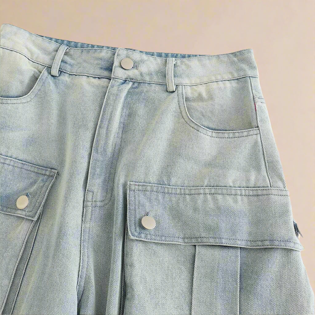 Oversized Cargo Pockets Retro Washed Workwear Jeans - RUN THE STREETS COLLABORATIVE
