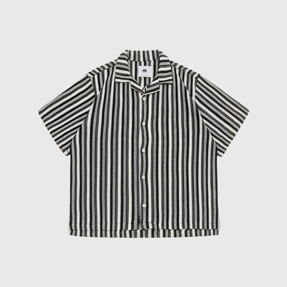 Stripped Knit Short Sleeve Shirt - RUN THE STREETS COLLABORATIVE