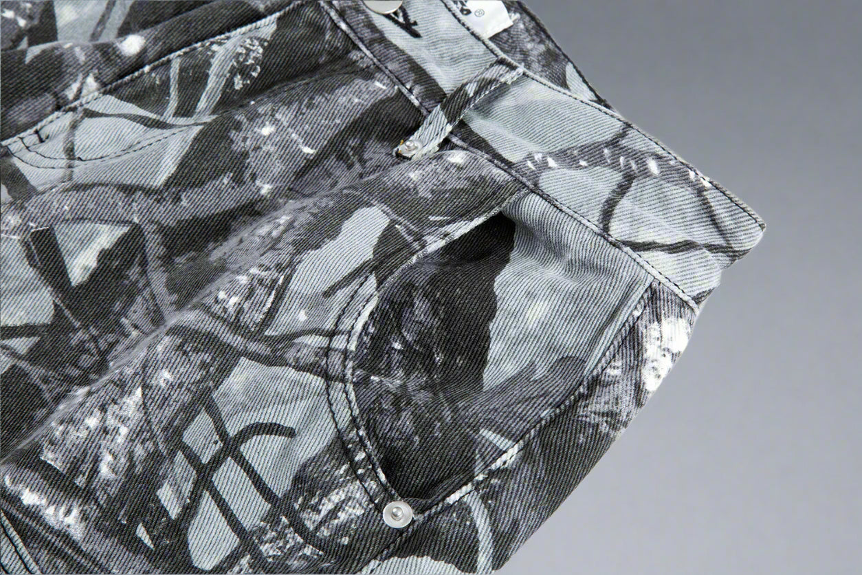 Street Shadows Camo Denim Shorts - RUN THE STREETS COLLABORATIVE