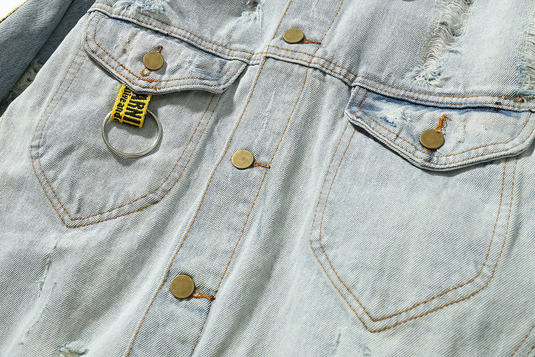 Industrial Tape Distressed Denim Jacket