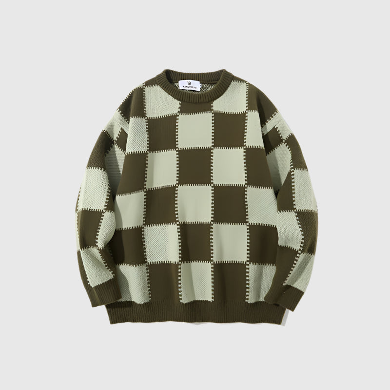 Vintage Knit Checker Sweater - RUN THE STREETS COLLABORATIVE