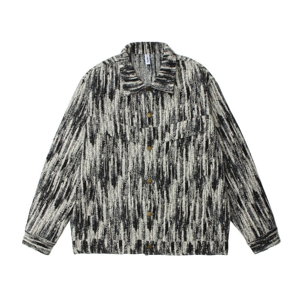 Painterly Striated Jacquard Overshirt
