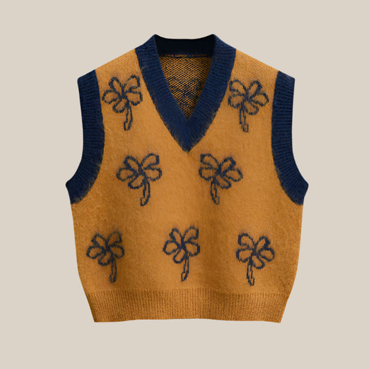 Retro Flower Jacquard Knitted Vest - RUN THE STREETS COLLABORATIVE