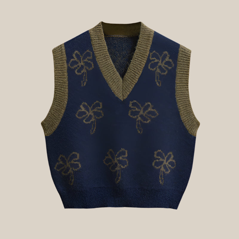 Retro Flower Jacquard Knitted Vest - RUN THE STREETS COLLABORATIVE