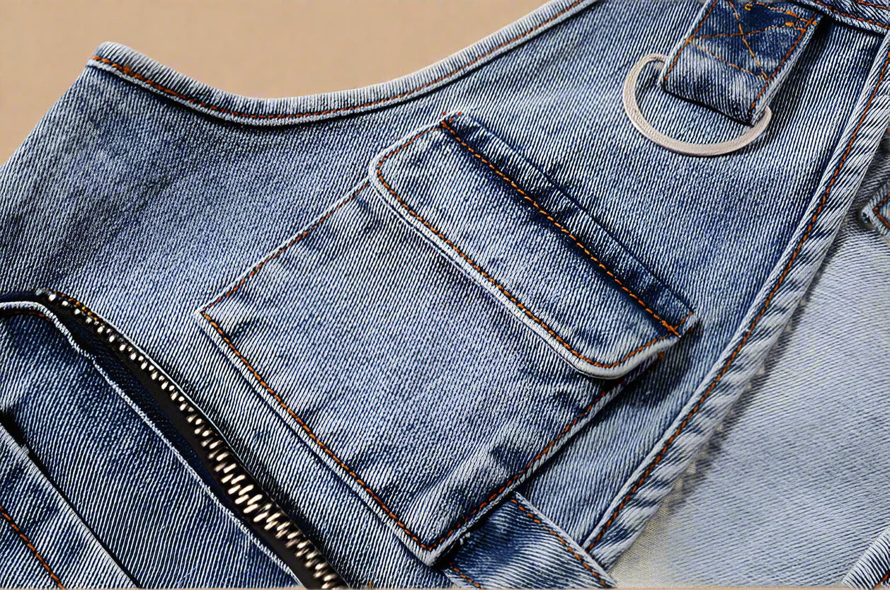 Utility Multi-Pocket Denim Vest - RUN THE STREETS COLLABORATIVE