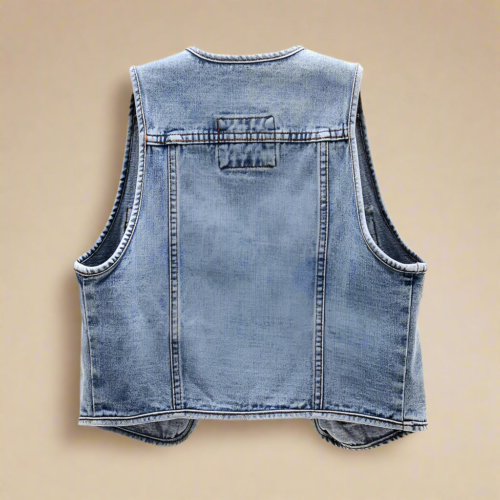 Utility Multi-Pocket Denim Vest - RUN THE STREETS COLLABORATIVE