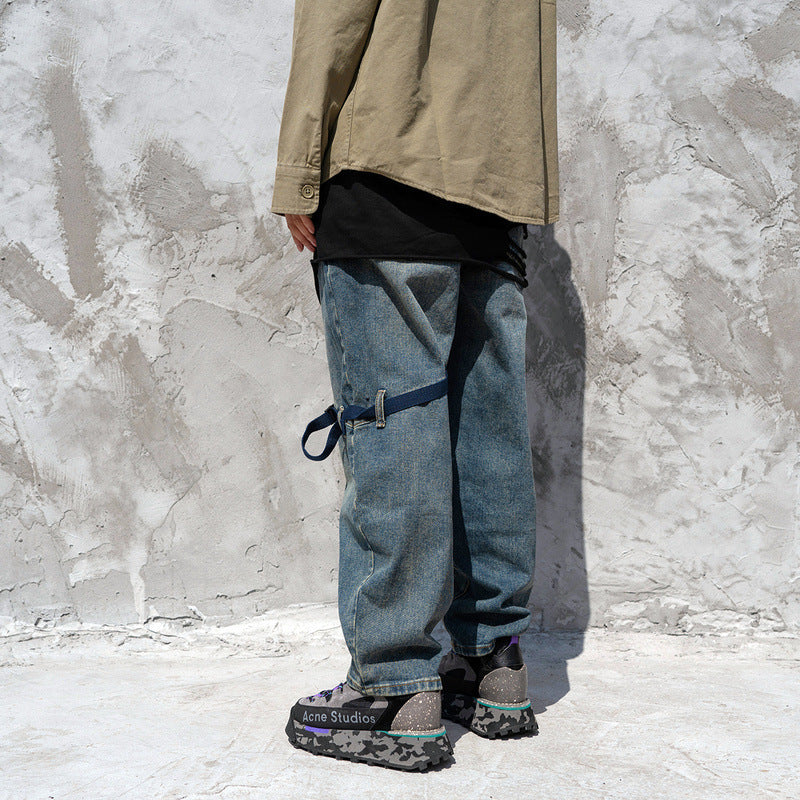 Retro Belt Buckle Jeans - RUN THE STREETS COLLABORATIVE