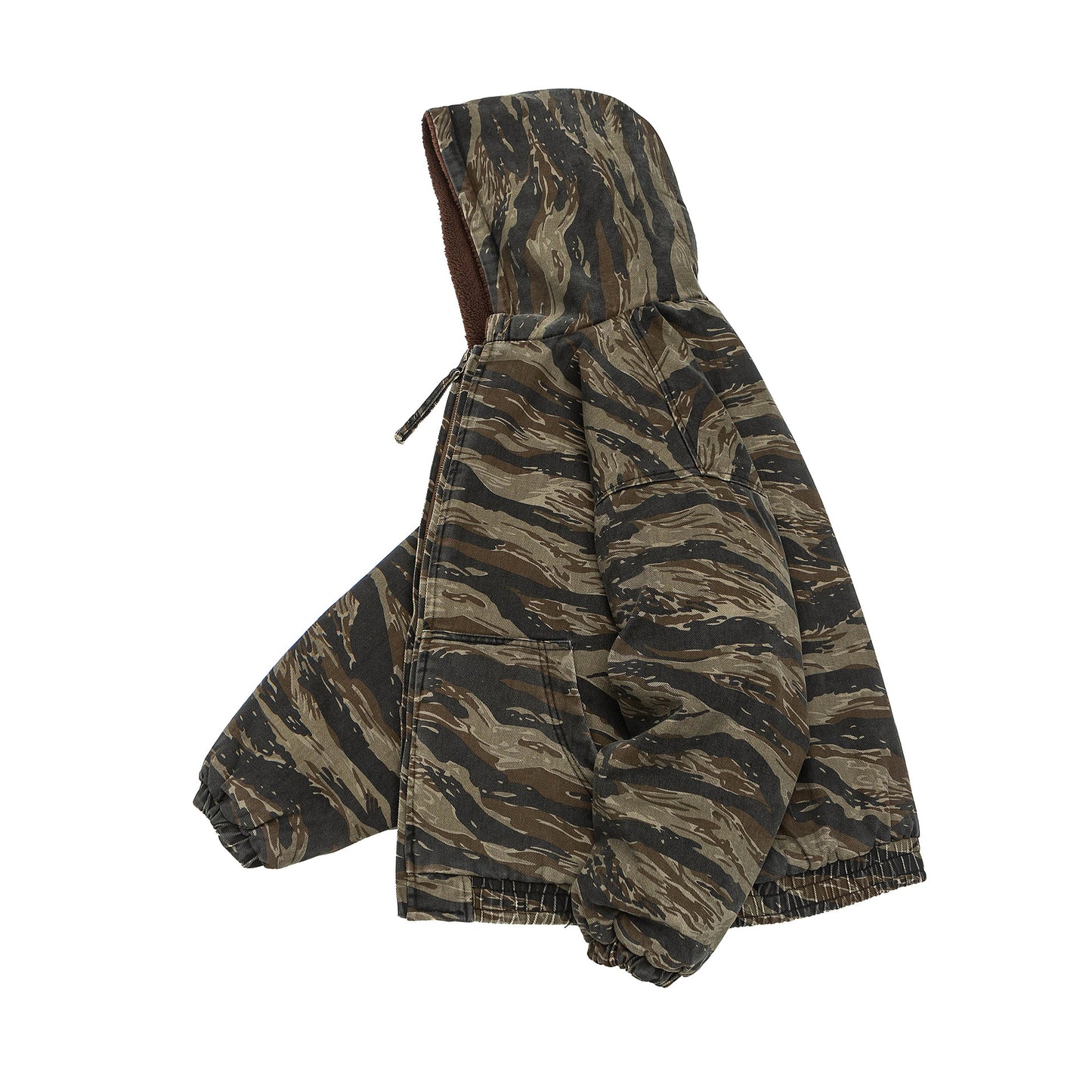 Tiger Camo Sherpa-Lined Hooded Zip Jacket