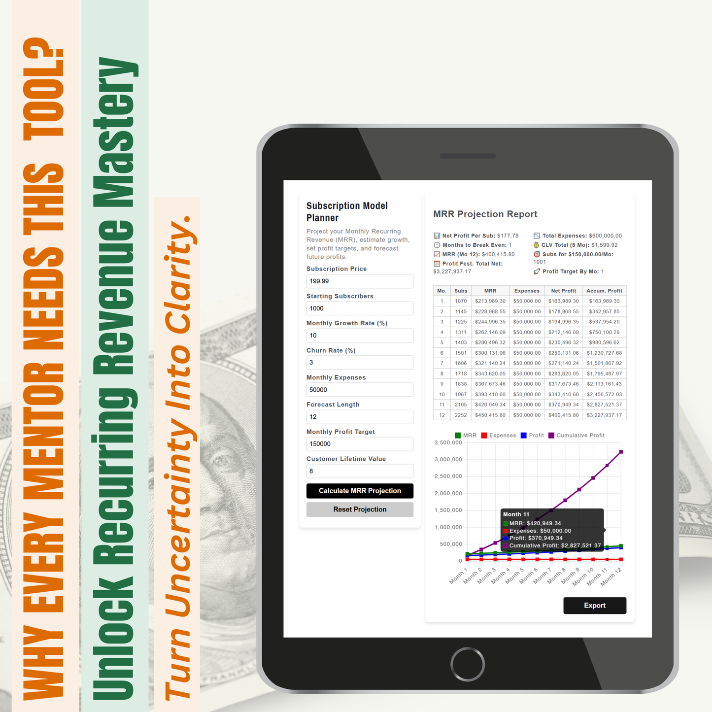 🏆 Subscription Model Planner MRR (Monthly Membership)