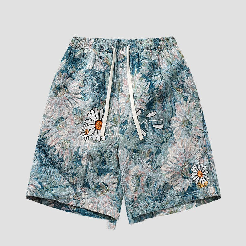 Daisy Tapestry Drawstring Shorts