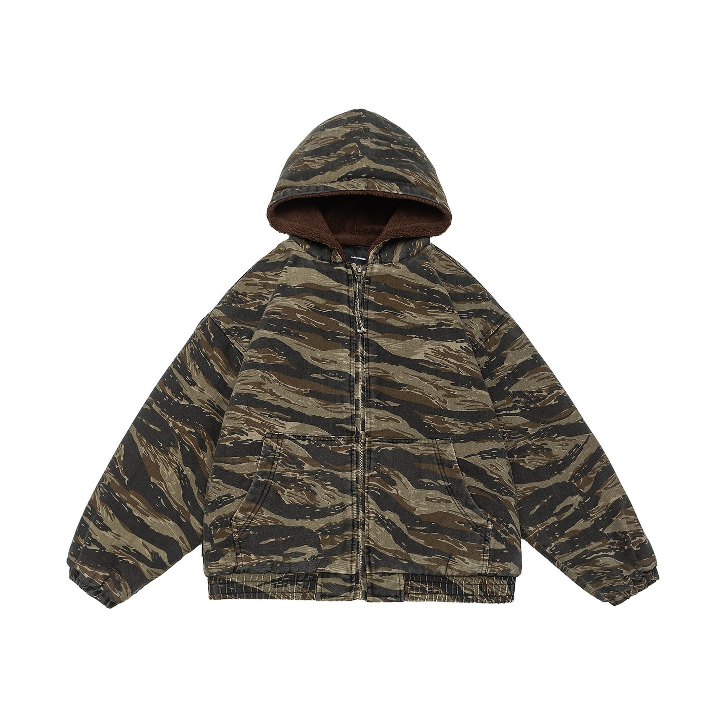 Tiger Camo Sherpa-Lined Hooded Zip Jacket