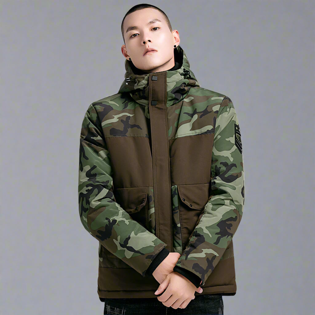 Hooded Puffer Camo Jacket - RUN THE STREETS COLLABORATIVE