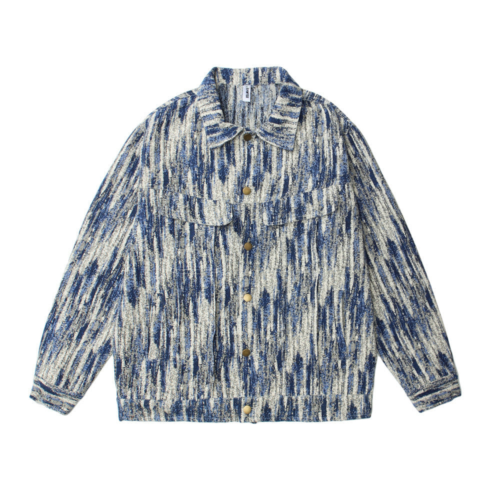 Painterly Striated Jacquard Overshirt