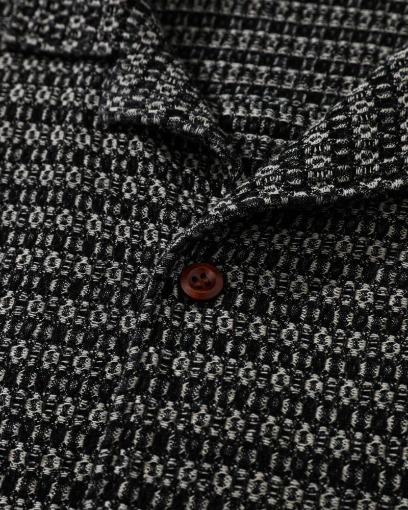 Micro-Pattern Camp-Collar Shirt (Short Sleeve)