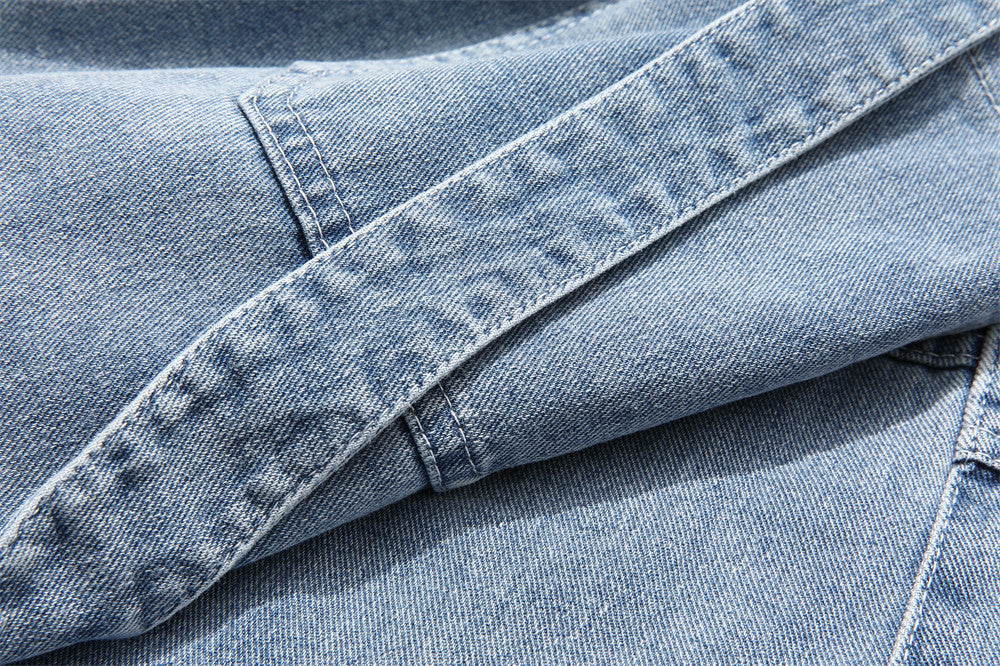 Button-Detail Stretch Denim Shorts - RUN THE STREETS COLLABORATIVE