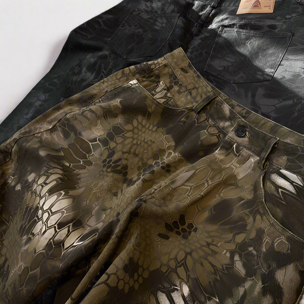 Reptile Camo Low-Waist Balloon Jeans