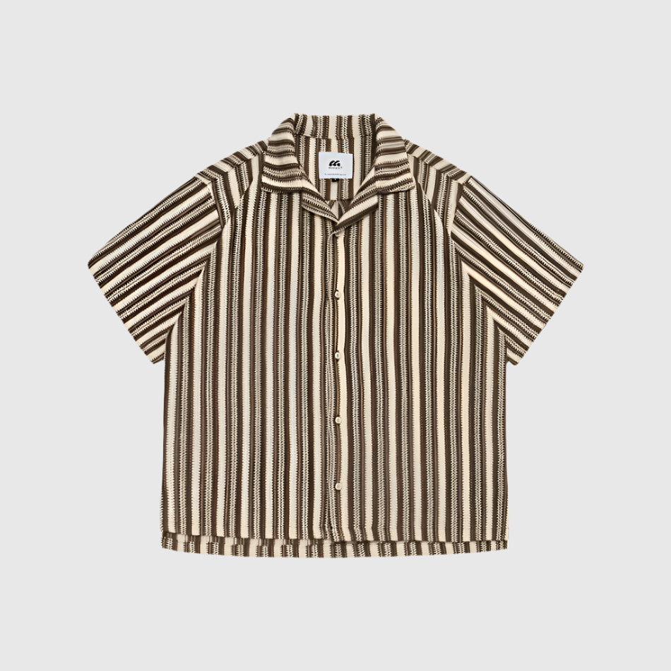 Stripped Knit Short Sleeve Shirt - RUN THE STREETS COLLABORATIVE