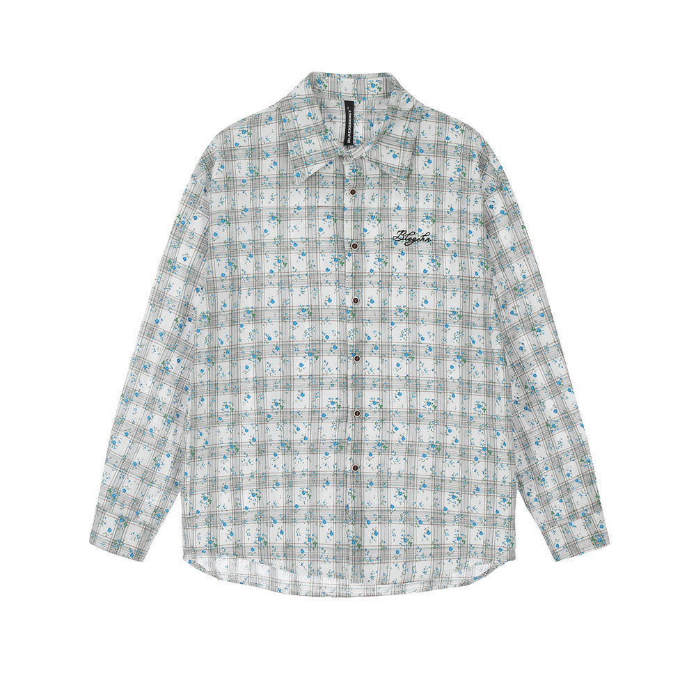Floral Plaid Long-Sleeve Button Shirt