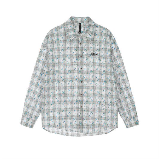 Floral Plaid Long-Sleeve Button Shirt