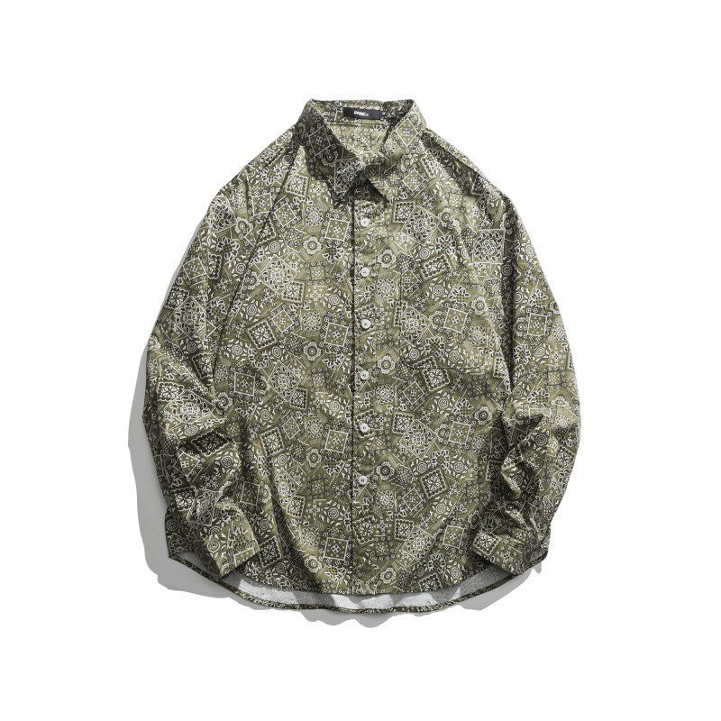 Bandana Print Button-Up Shirt