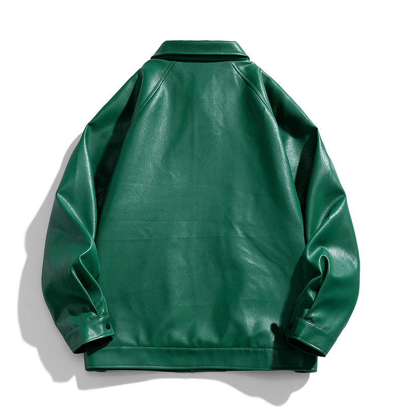 Green Signal Faux Leather Utility Jacket - RUN THE STREETS COLLABORATIVE