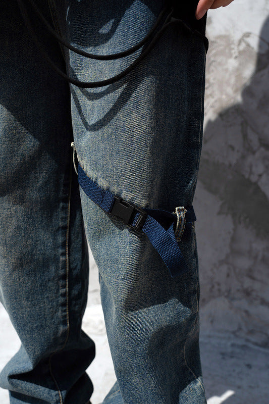 Retro Belt Buckle Jeans - RUN THE STREETS COLLABORATIVE