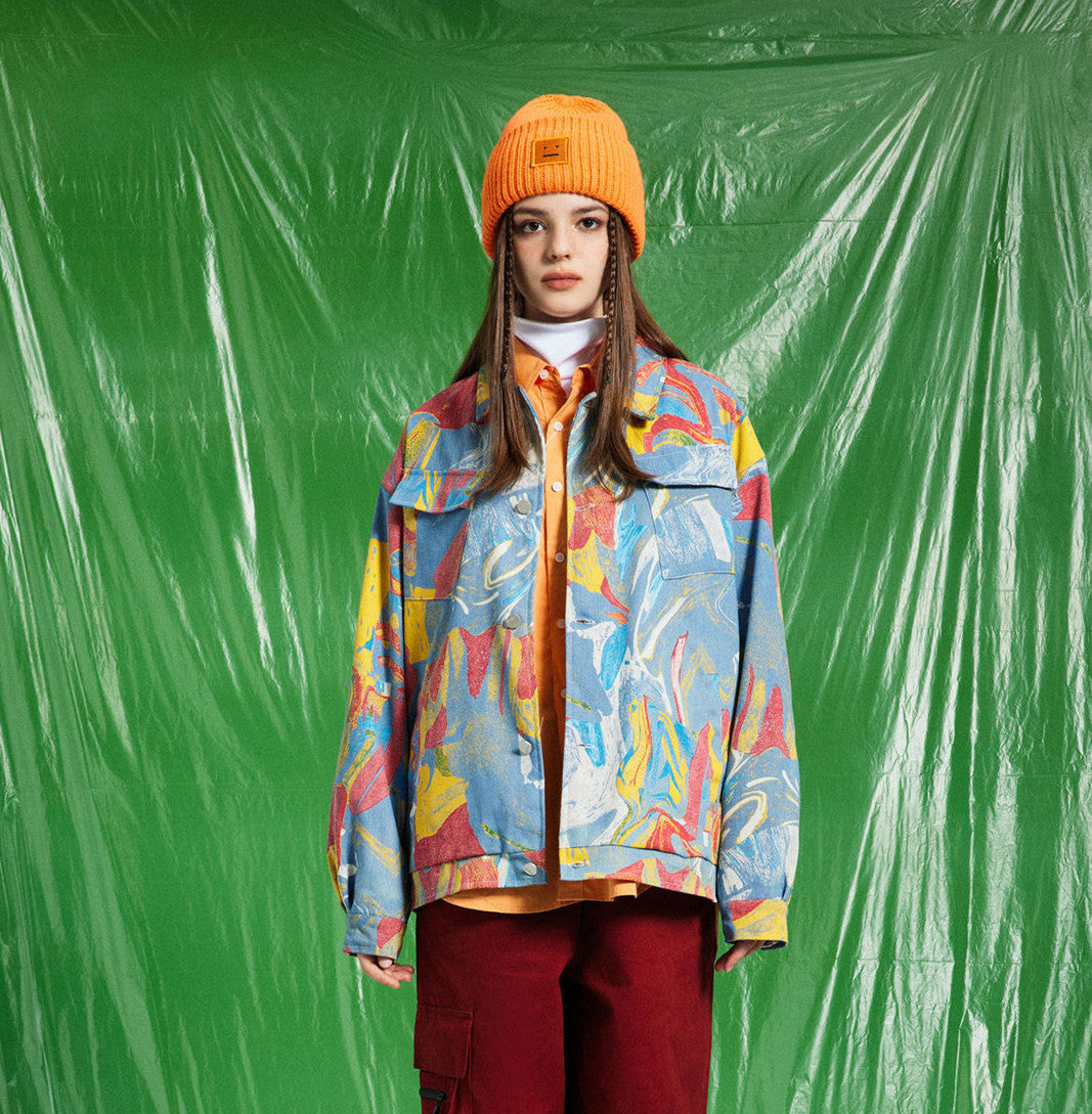 Vintage Ink Painting Graffiti Denim Jacket - RUN THE STREETS COLLABORATIVE