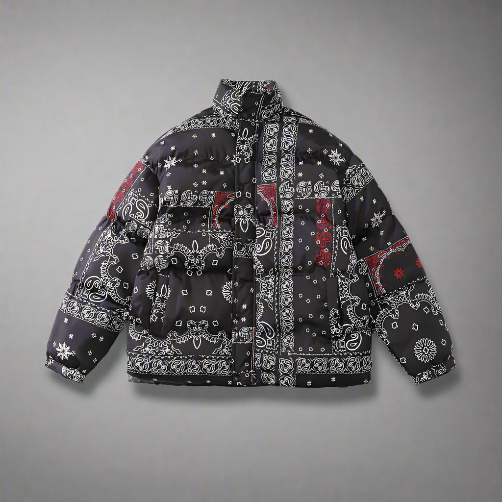 Bandana Patchwork Puffer Jacket - RUN THE STREETS COLLABORATIVE