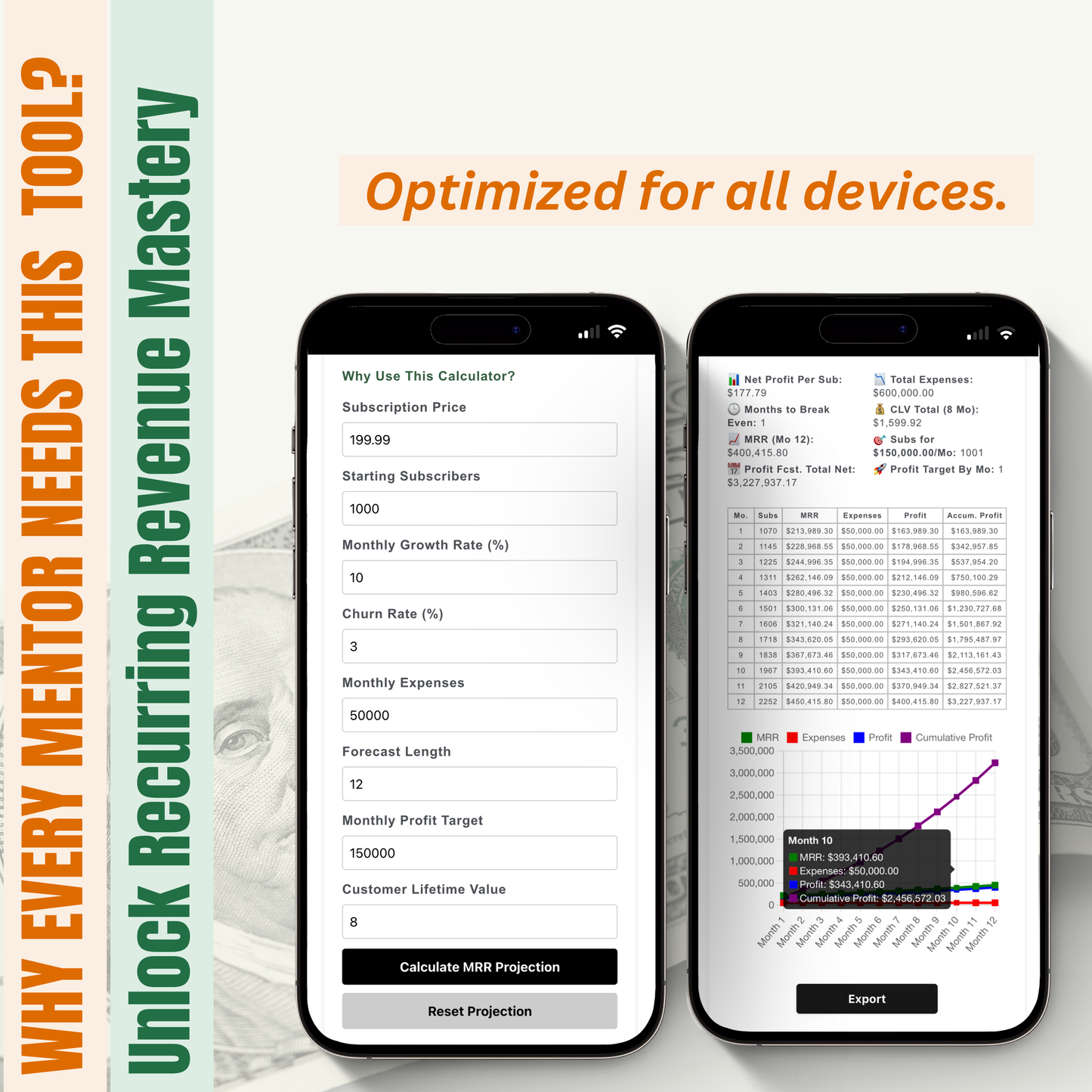 🏆 Subscription Model Planner MRR (Monthly Membership)