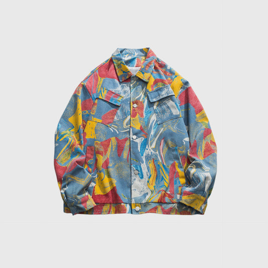 Vintage Ink Painting Graffiti Denim Jacket - RUN THE STREETS COLLABORATIVE