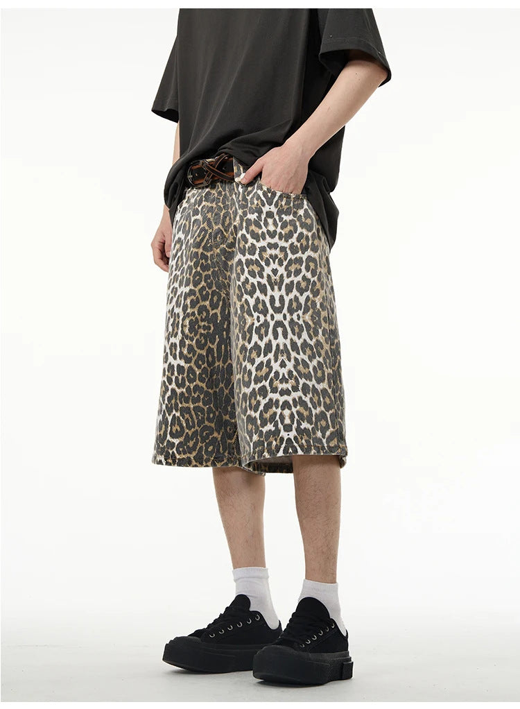 Leopard Print Wide-Leg Shorts