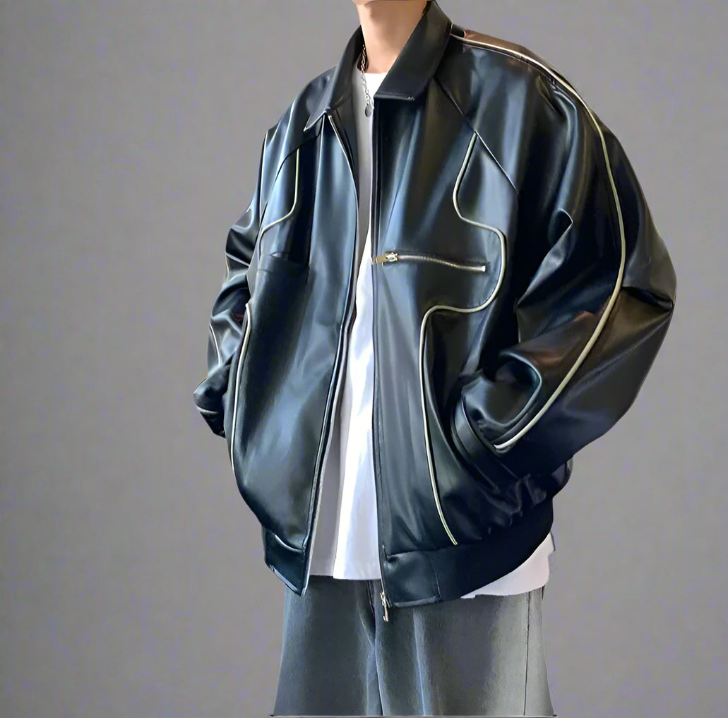 Faux Leather Zip Jacket - RUN THE STREETS COLLABORATIVE