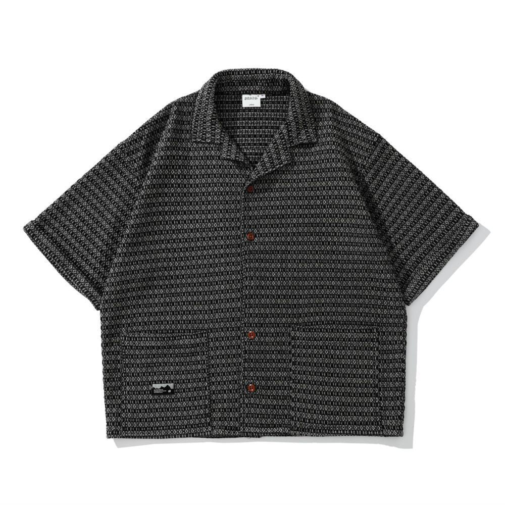 Micro-Pattern Camp-Collar Shirt (Short Sleeve)