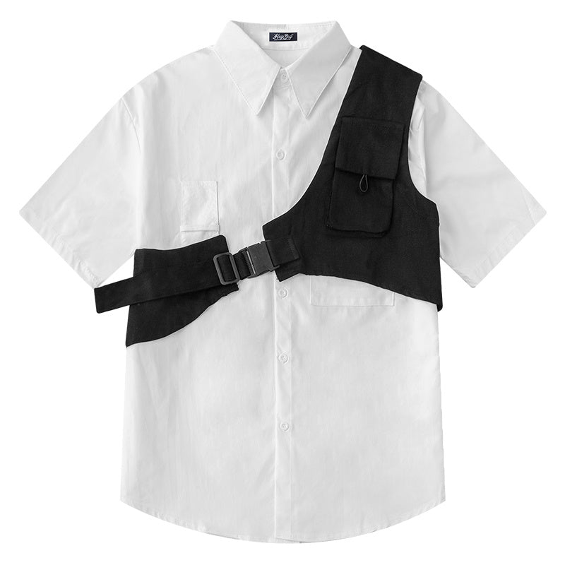 Tactical Strap Panel Short Sleeve Shirt