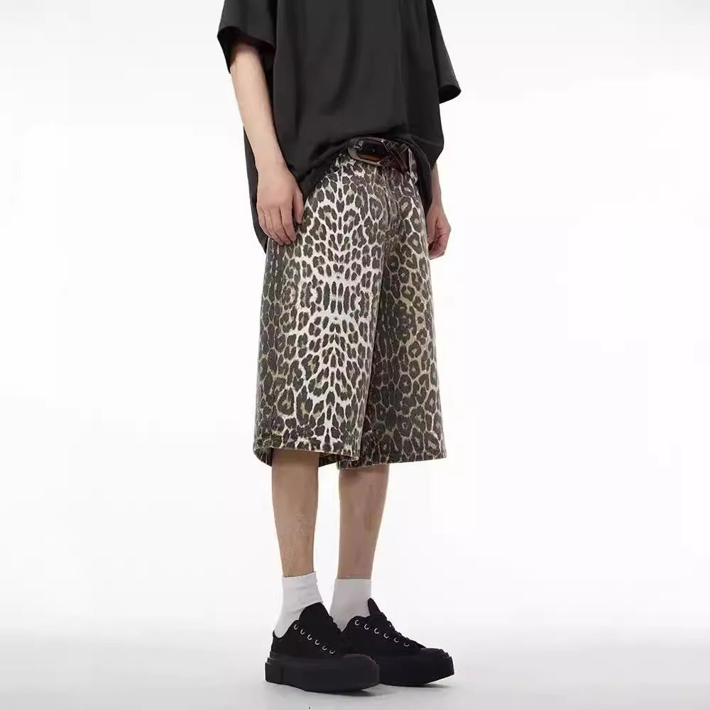 Leopard Print Wide-Leg Shorts