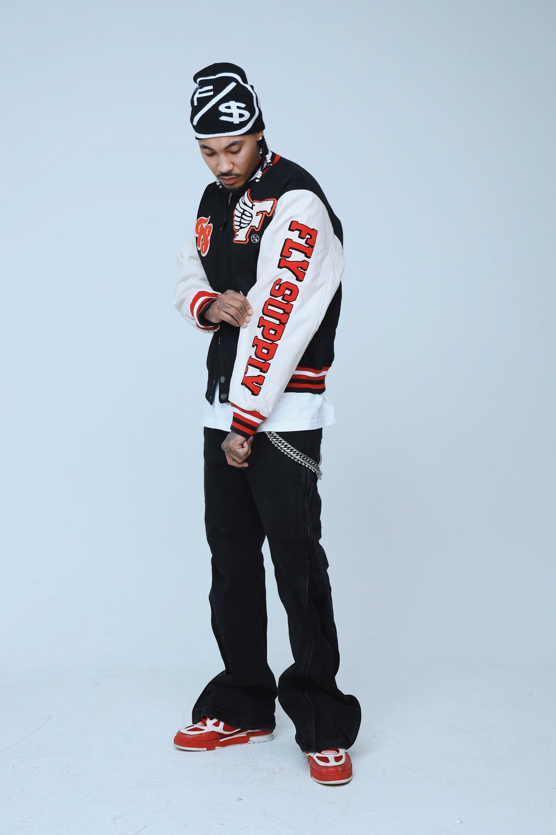 Manifest Varsity Jacket (Black) - RUN THE STREETS COLLABORATIVE