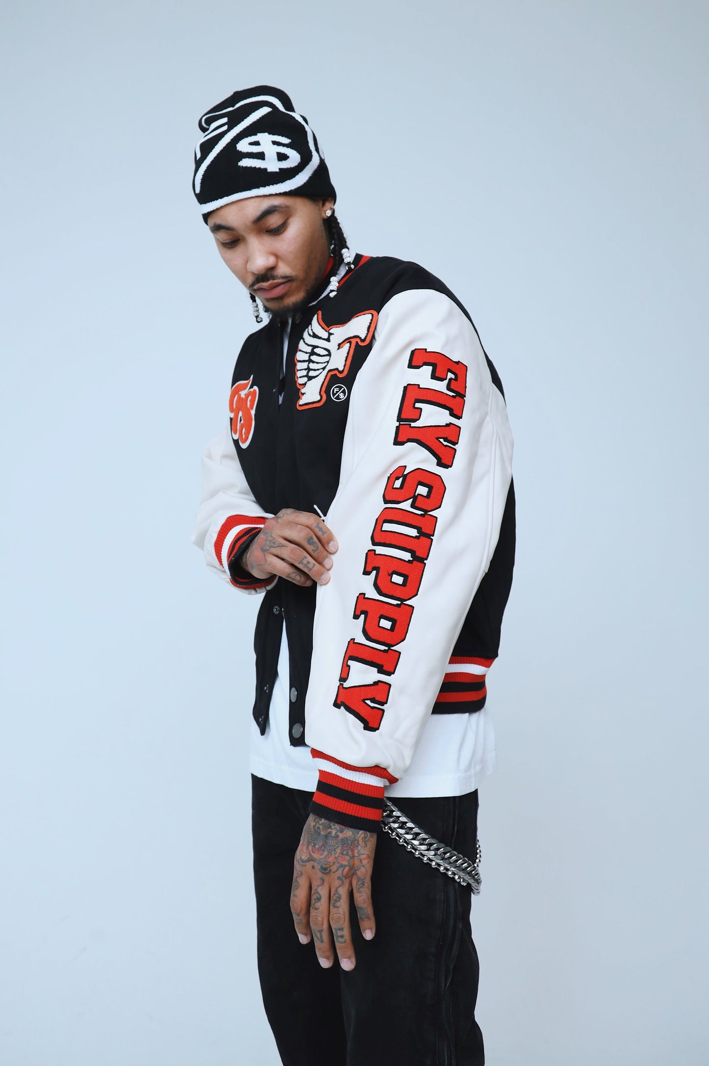 Manifest Varsity Jacket (Black) - RUN THE STREETS COLLABORATIVE