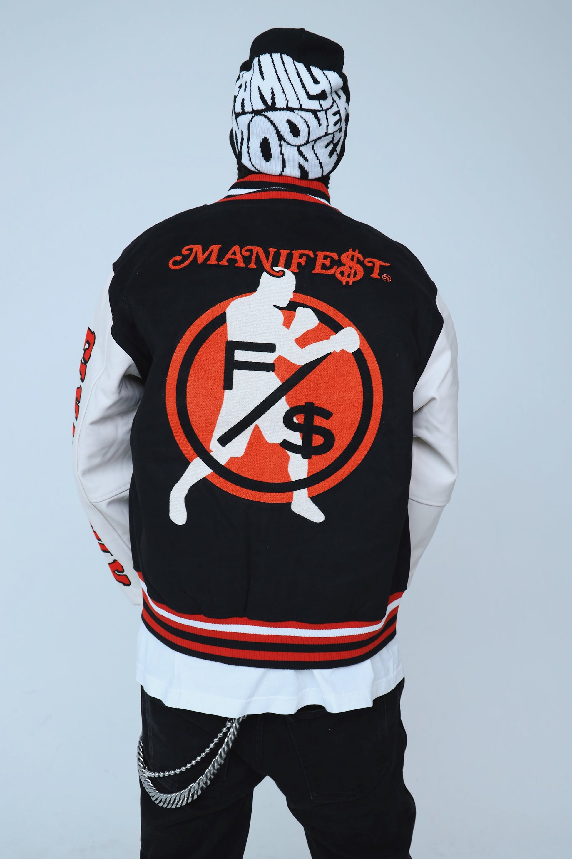Manifest Varsity Jacket (Black) - RUN THE STREETS COLLABORATIVE