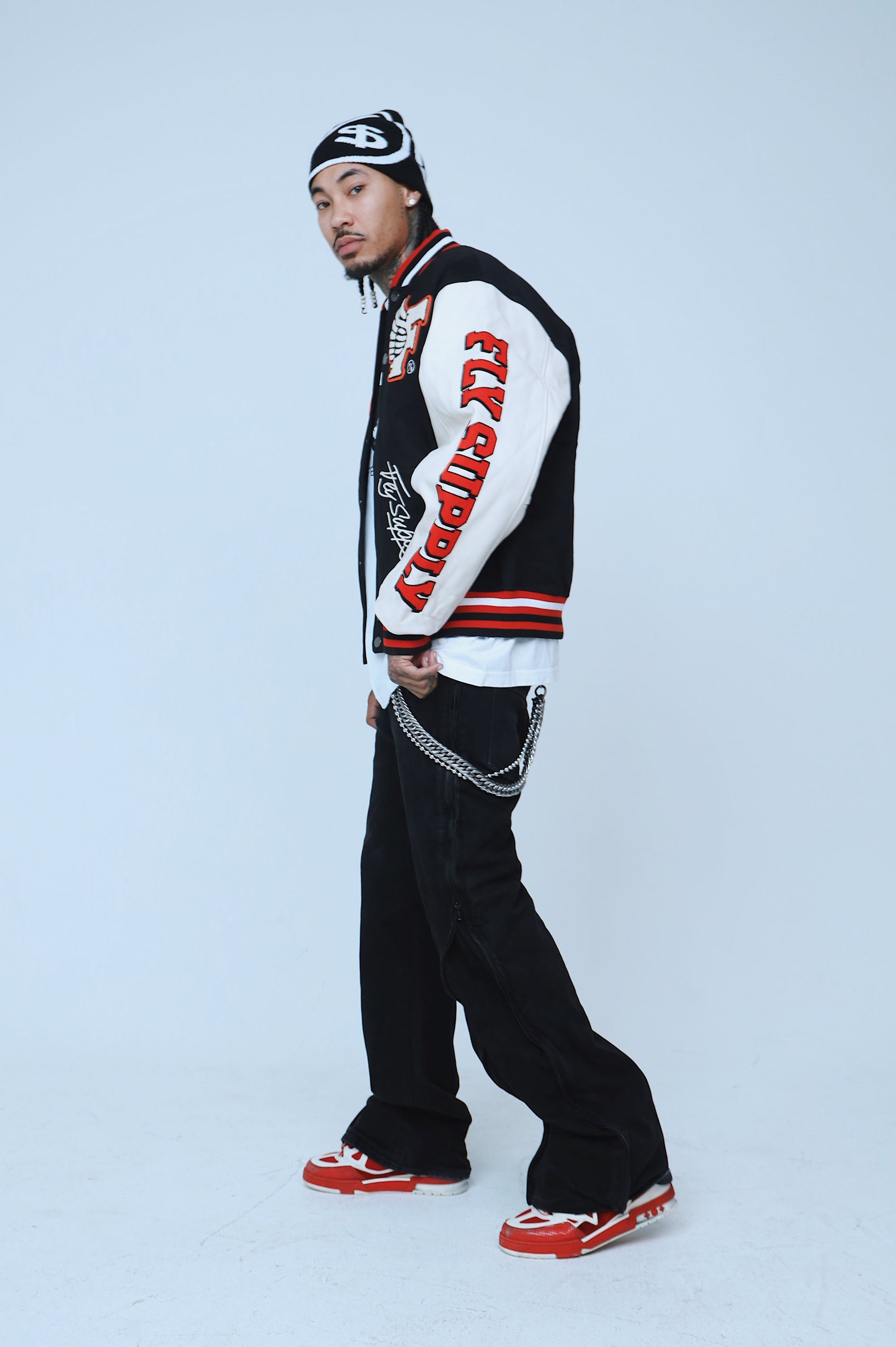 Manifest Varsity Jacket (Black) - RUN THE STREETS COLLABORATIVE