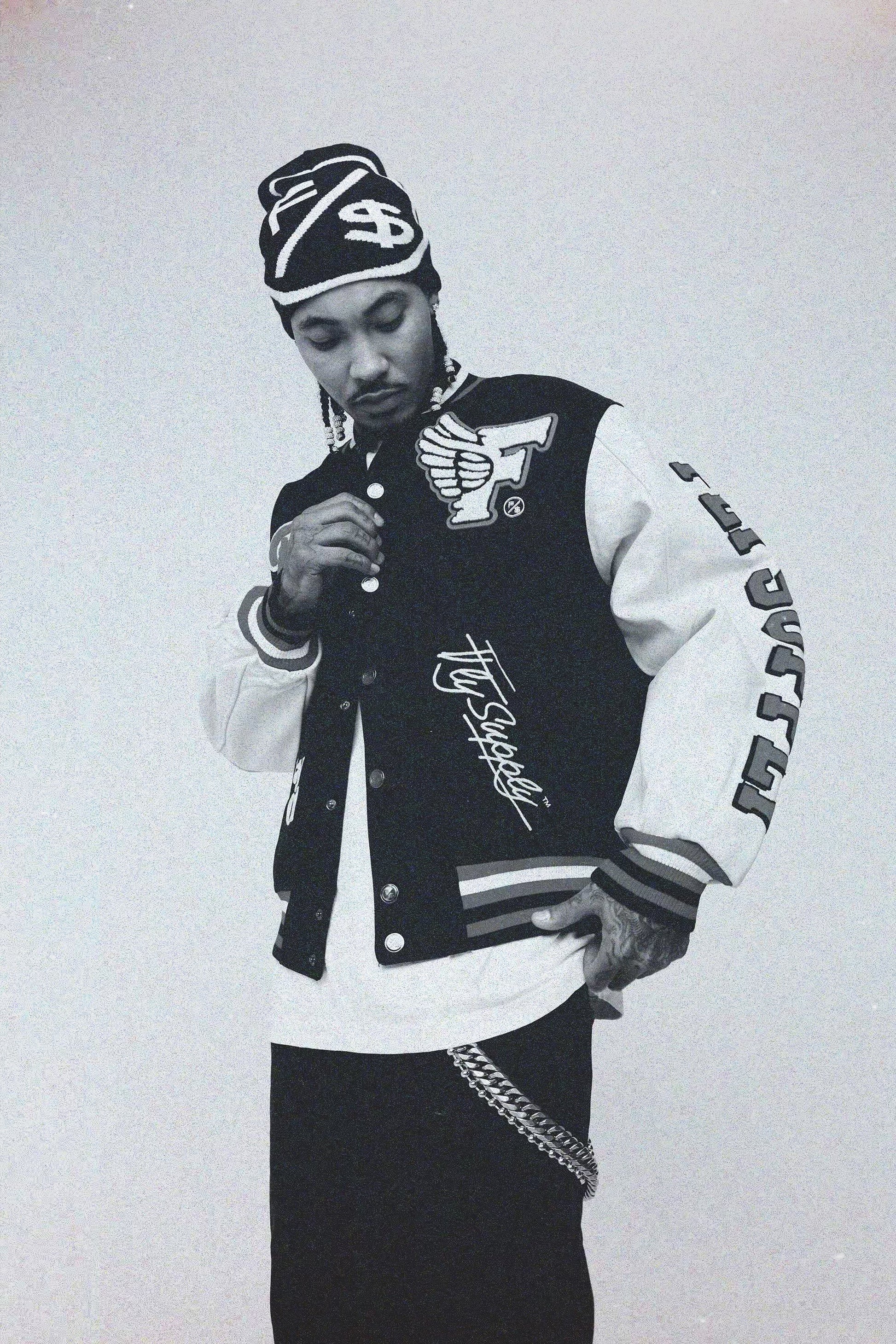 Manifest Varsity Jacket (Black) - RUN THE STREETS COLLABORATIVE