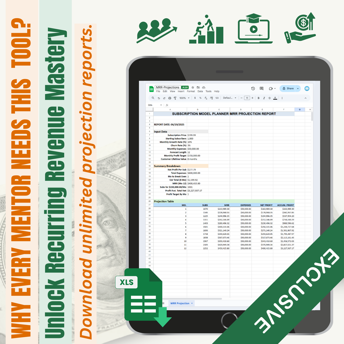 🏆 Subscription Model Planner MRR (Monthly Membership)