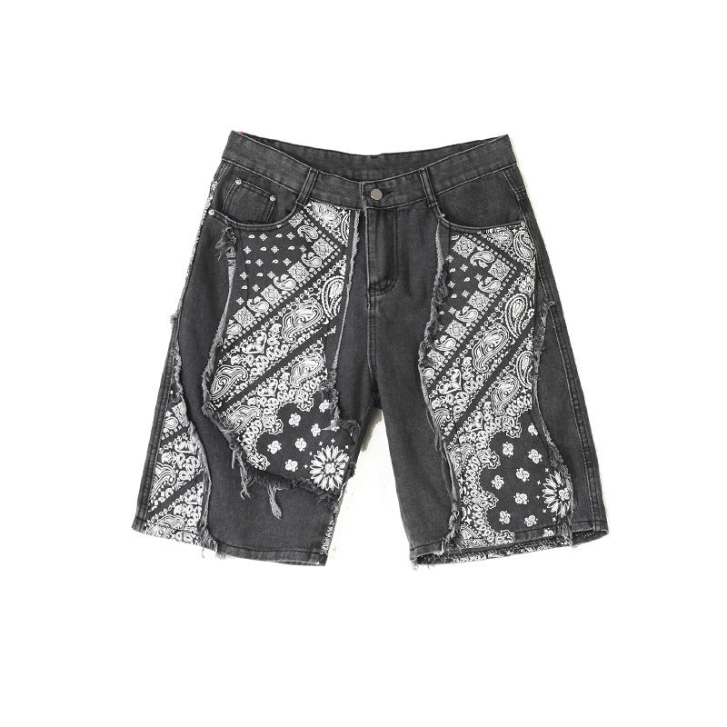 Patchwork Bandana Denim Shorts
