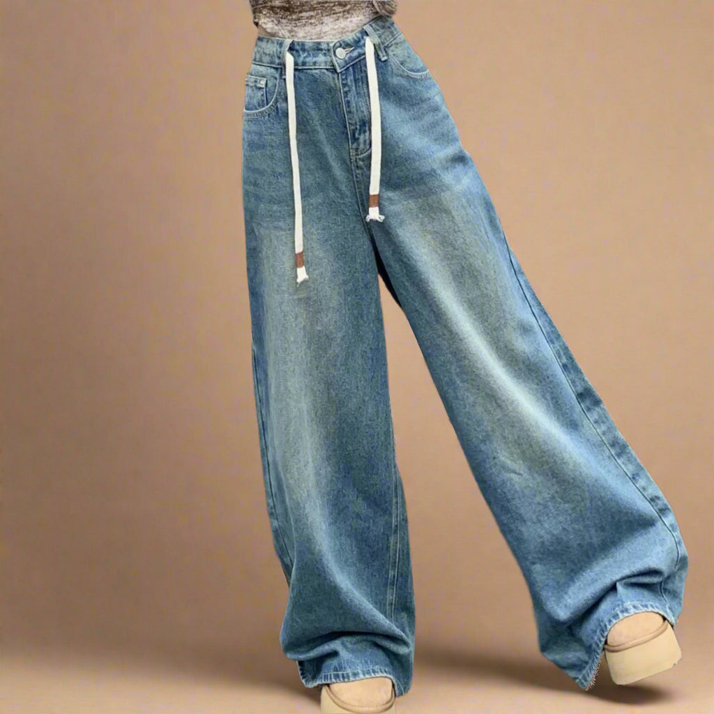 Vintage Blue Drawstring Jeans - RUN THE STREETS COLLABORATIVE
