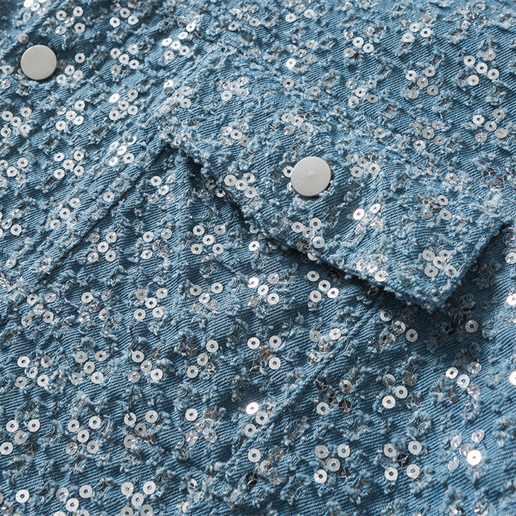 Sequin Denim Trucker Jacket