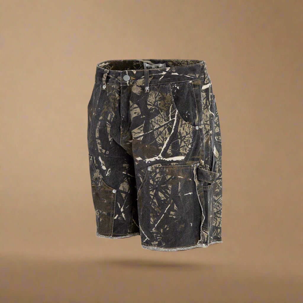 Street Shadows Camo Denim Shorts - RUN THE STREETS COLLABORATIVE