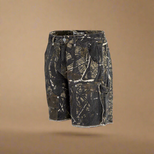 Street Shadows Camo Denim Shorts - RUN THE STREETS COLLABORATIVE