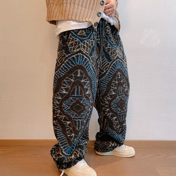 Tapestry Fleece Wide-Leg Pants