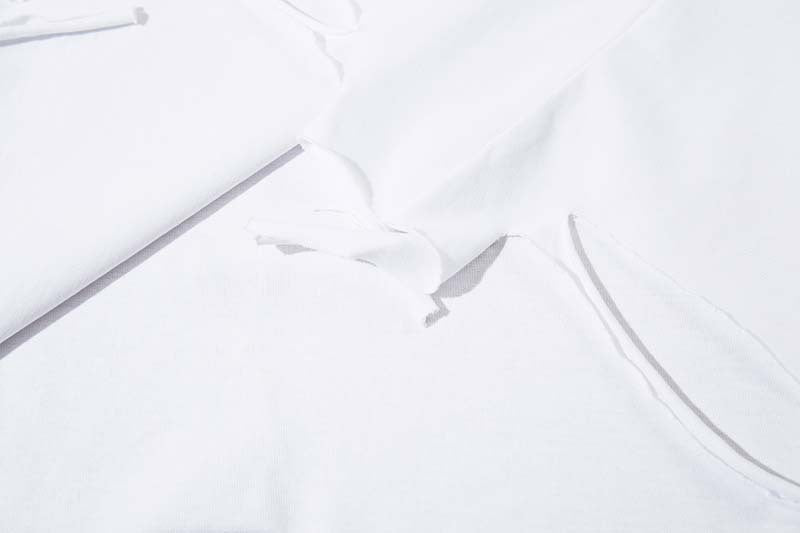 Distressed Hem Chain-Detail Long-Sleeve Tee