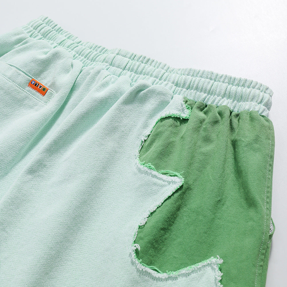 Two-Tone Clover Appliqué Shorts